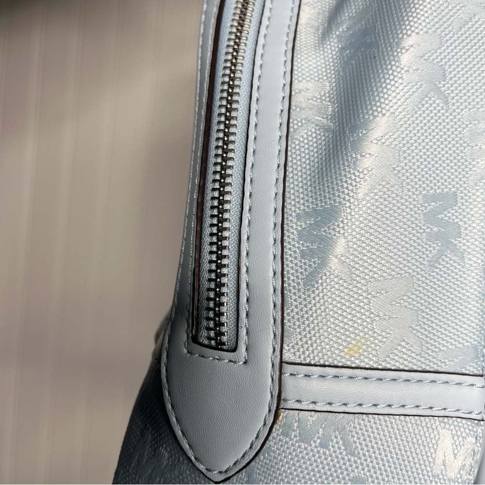 Michael Kors Sheila Large Woven Logo Nylon backpack Sky Blue Jacquard Laptop Bag - Picture 6 of 15